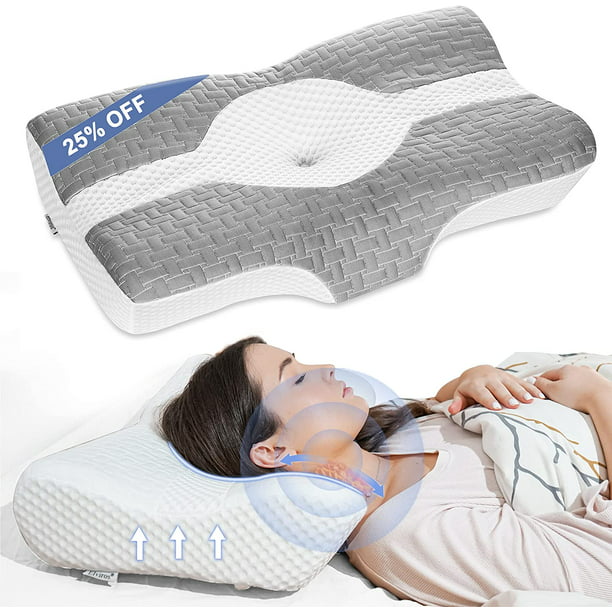 Memory Foam Core Pillows Dreams Sleep Pillow Neck Head Back Supporter Grey